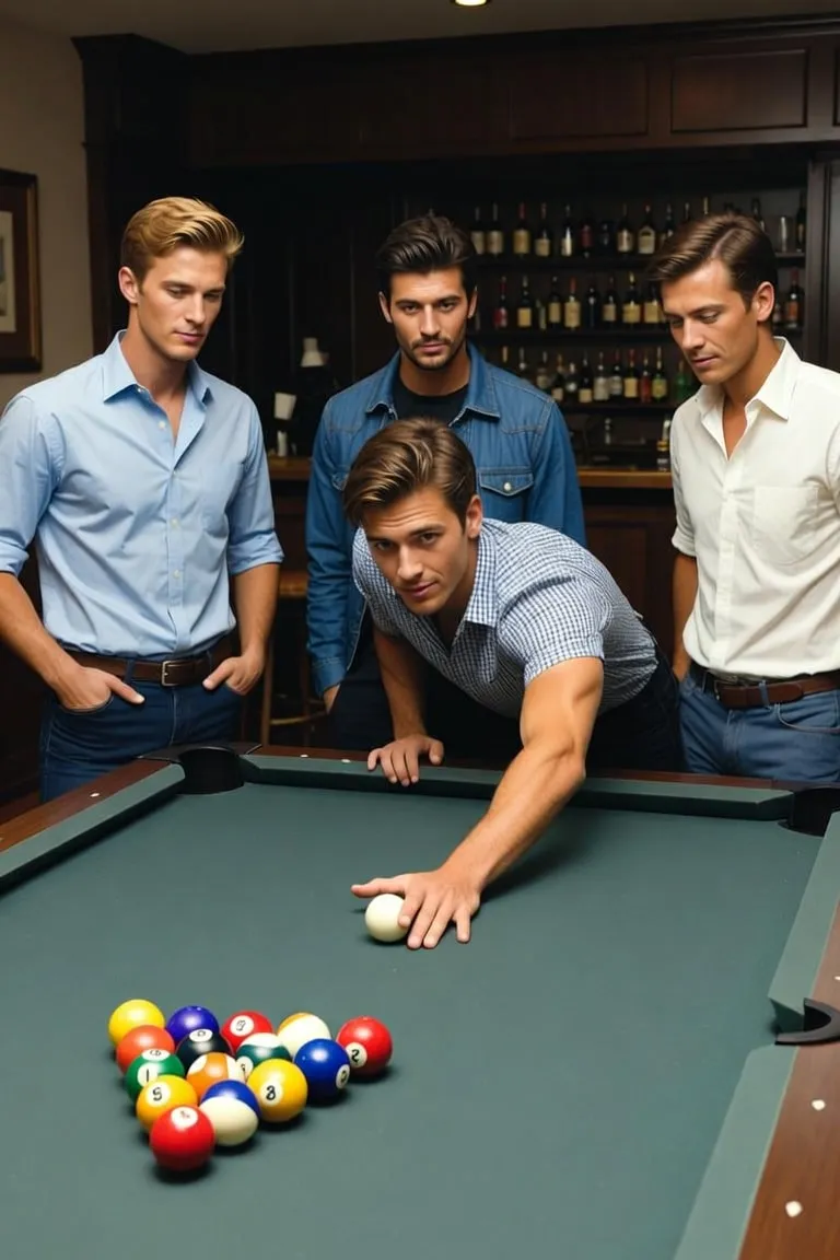 Friends playing hand pool billiards together